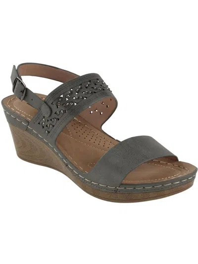 Good Choice Foley Womens Faux Suede Wedge Sandals In Silver