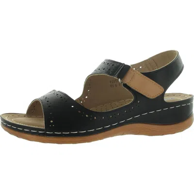 Good Choice Foster Womens Faux Leather Perforated Ankle Strap In Black