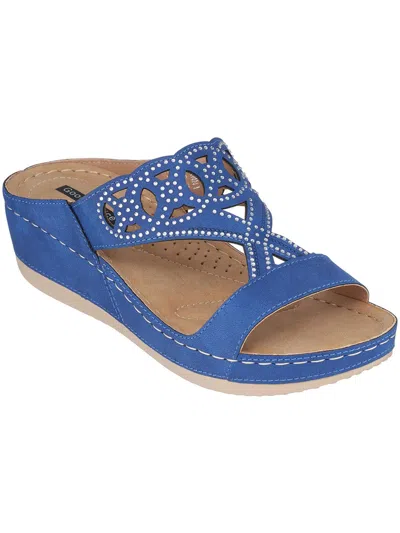 Good Choice Ganni Womens Cut-out Rhinestone Wedge Sandals In Blue