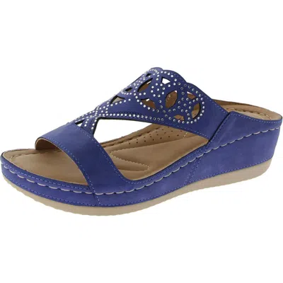 Good Choice Ganni Womens Faux Leather Cut-outs Wedge Sandals In Blue