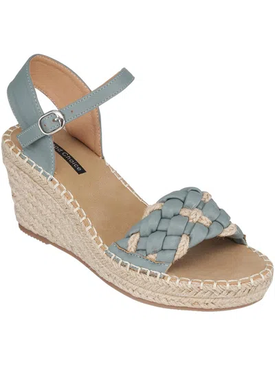 Good Choice Gati Womens Faux Leather Ankle Strap Wedge Sandals In Blue