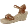 Good Choice Gati Womens Faux Leather Ankle Strap Wedge Sandals In Multi