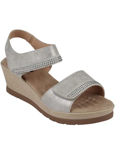 Good Choice Jorda Womens Rhinestone Faux Leather Ankle Strap In Silver