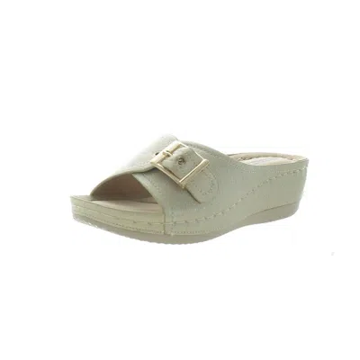 Good Choice Justina Womens Padded Insole Slip On Slide Sandals In Gold