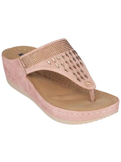 Good Choice Kiara Womens Thong Slides Wedge Sandals In Pink