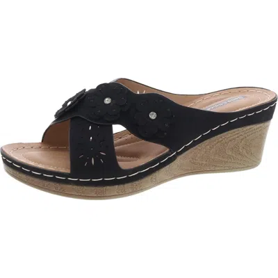 Good Choice Miller Womens Embellished Manmade Wedge Sandals In Black