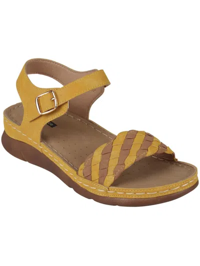 Good Choice Millis Womens Faux Leather Ankle Flat Sandals In Yellow