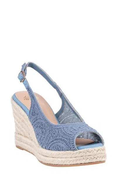 Good Choice New York Bowery Lace Espadrille Wedge Slingback Sandal In Blue