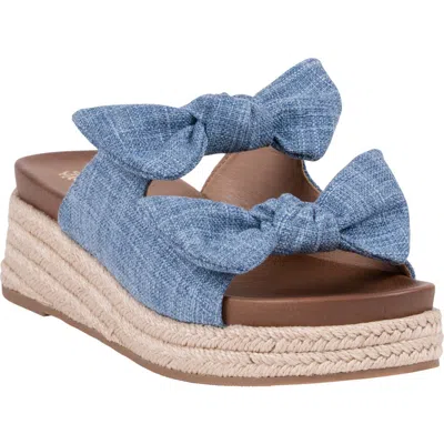 Good Choice New York Cosmos Bow Espadrille Wedge Sandal In Blue