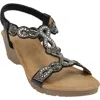 Good Choice New York Damaris Embellished Ankle Strap Wedge Sandal In Black