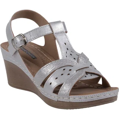Good Choice New York Darry Ankle Strap Platform Wedge Sandal In Silver