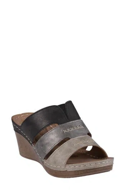 Good Choice New York Delores Platform Wedge Slide Sandal In Black Multi