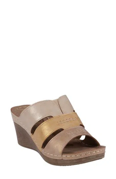 Good Choice New York Delores Platform Wedge Slide Sandal In Gold Multi