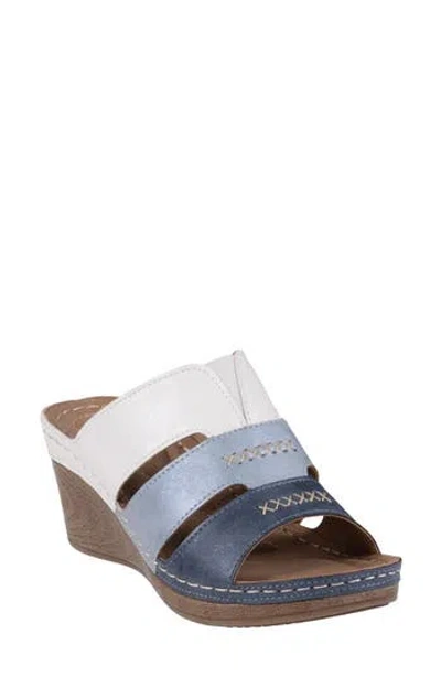 Good Choice New York Delores Platform Wedge Slide Sandal In White Multi