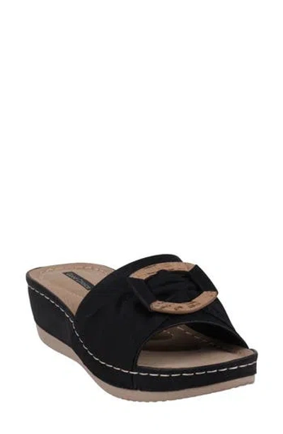 Good Choice New York Ellen Platform Wedge Slide Sandal In Black