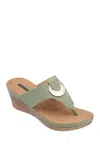 Good Choice New York Genelle Wedge Thong Toe Sandal In Green
