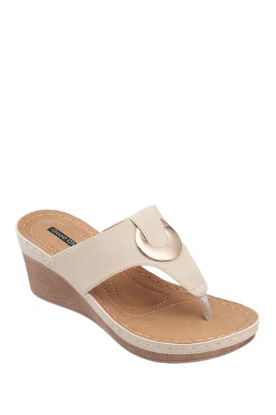 Good Choice New York Genelle Wedge Thong Toe Sandal In Natural