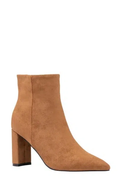 Good Choice New York Hadley Faux Leather Pointed Toe Bootie In Tan Suede