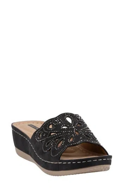 Good Choice New York Izzy Embellished Wedge Sandal In Black