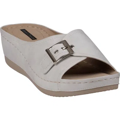 Good Choice New York Justina Buckle Wedge Sandal In White