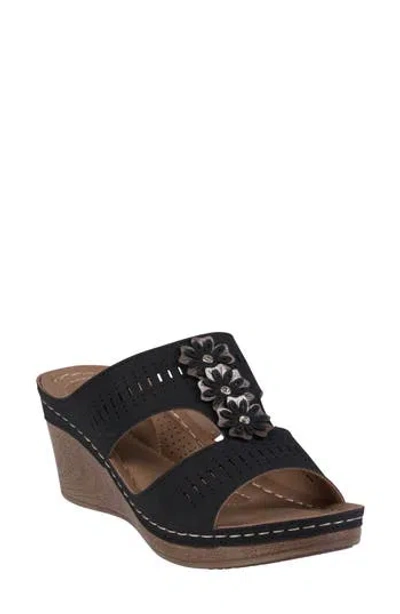 Good Choice New York Lisette Platform Wedge Slide Sandal In Black