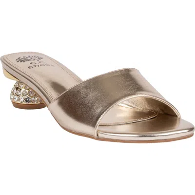 Good Choice New York Noho Crystal Embellished Heel Slide Sandal In Gold