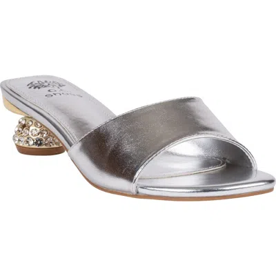 Good Choice New York Noho Crystal Embellished Heel Slide Sandal In Metallic
