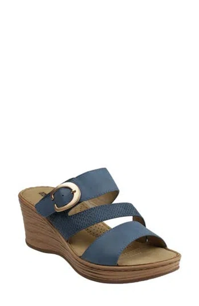 Good Choice New York Odalis Platform Wedge Slide Sandal In Blue