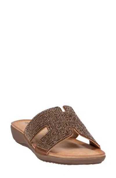 Good Choice New York Paxal Rhinestone Embellished Slide Sandal In Brown