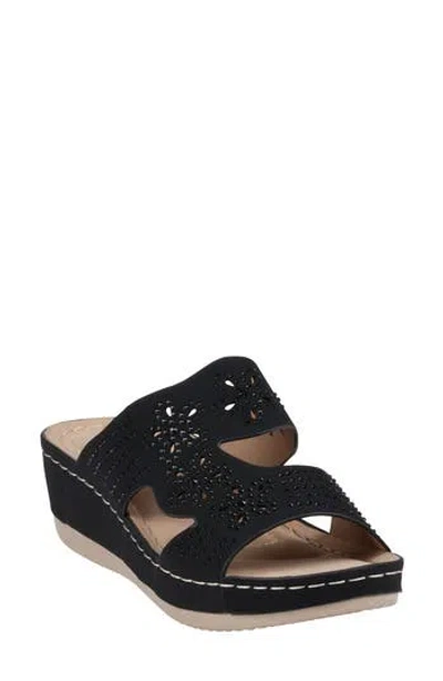 Good Choice New York Santiago Platform Wedge Slide Sandal In Black