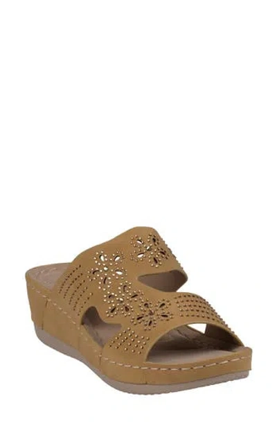 Good Choice New York Santiago Platform Wedge Slide Sandal In Brown