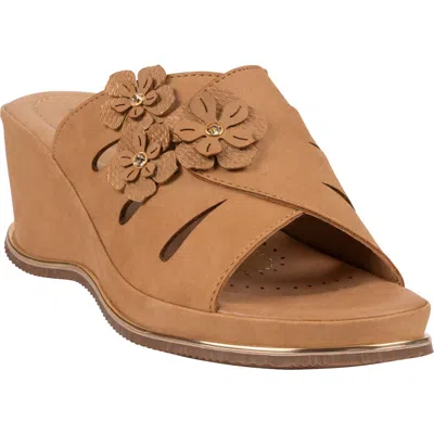 Good Choice New York Sarel Floral Wedge Sandal In Brown