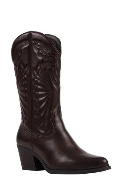 Good Choice New York Savannah Western Embroidered Boot In Dark Brown