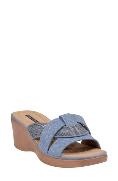Good Choice New York Selva Platform Wedge Slide Sandal In Blue