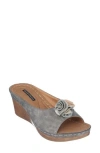 Good Choice New York Sydney Floral Platform Wedge Sandal In Pewter
