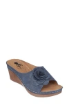 Good Choice New York Tokyo Floral Wedge Sandal In Navy