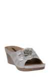 Good Choice New York Tokyo Floral Wedge Sandal In Silver