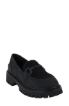 Good Choice New York Vince Faux Shearling Lug Sole Platform Loafer In Black