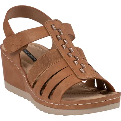 Good Choice New York Yuna Ankle Strap Wedge Sandal In Brown