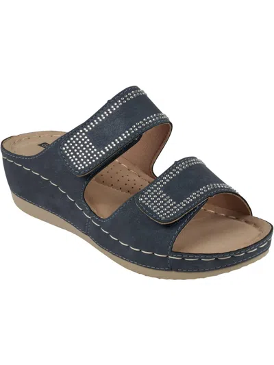 Good Choice Rea Womens Wedges Hook And Loop Wedge Sandals In Blue