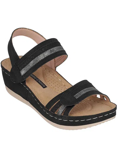 Good Choice Samar Womens Ankle Strap Strappy Wedge Sandals In Black