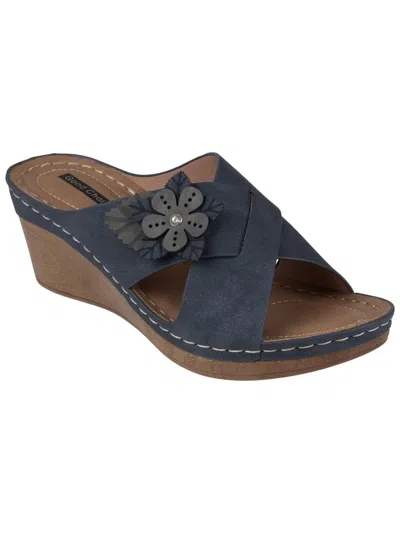 Good Choice Selly Womens Faux Suede Slip On Wedge Sandals In Blue