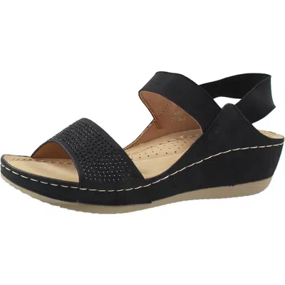 Good Choice Tammy Womens Embellished Man Made Slide Sandals In Black