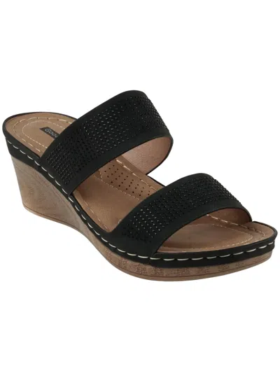 Good Choice Womens Faux Leather Mule Sandals In Black