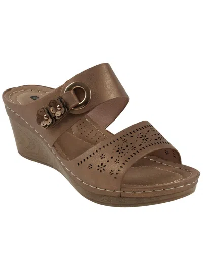 Good Choice Womens Faux Leather Wedge Sandals In Brown