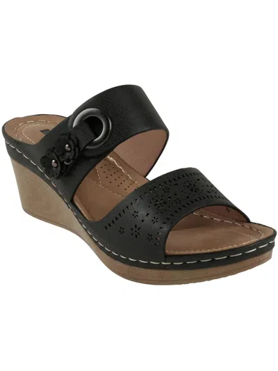 Good Choice Womens Faux Leather Wedge Sandals In Gray