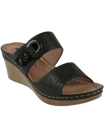 Good Choice Womens Faux Leather Wedge Sandals In Black