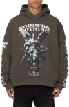 Good For Nothing Boxy Washed Statue Print Hoodie In Gray
