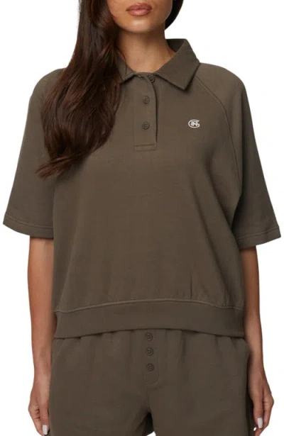 Good For Nothing Boxy-fit Raglan Sweat Polo In Brown