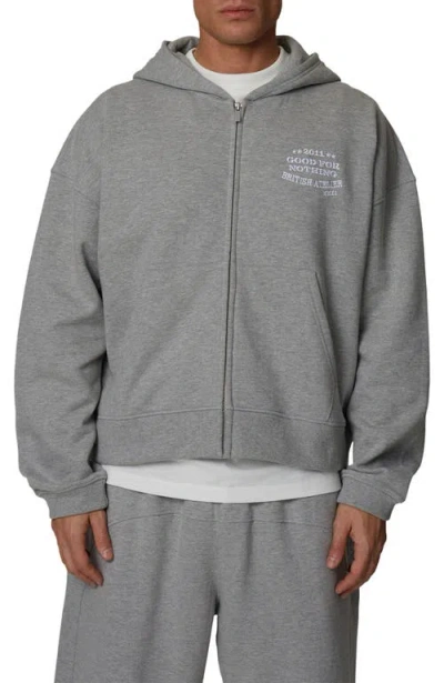 Good For Nothing Boxy-fit Zipped Icarus Hoodie In Gray